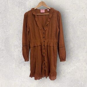 Scotch & soda lace insert organic cotton dress in brown